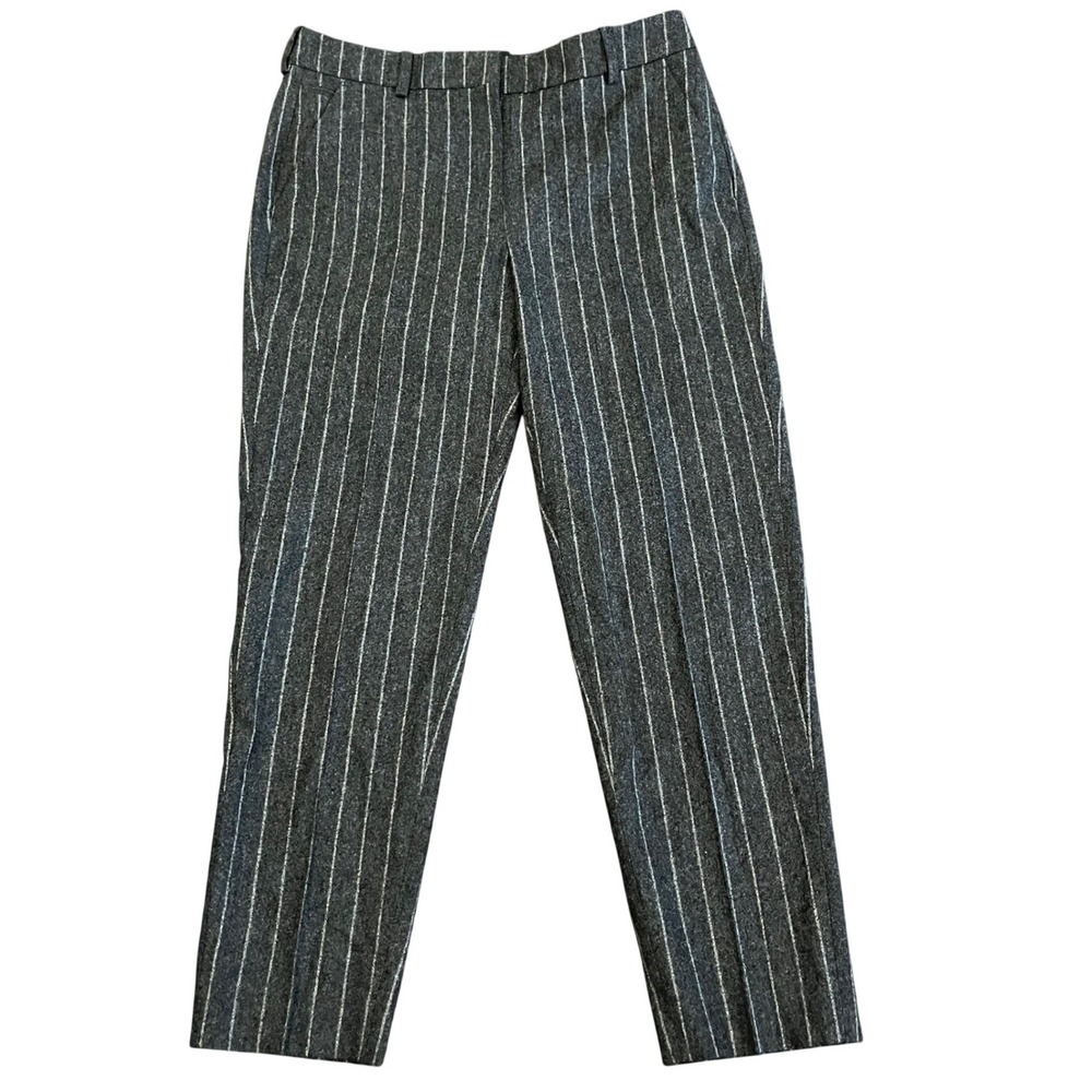 New The‎ Kooples Pinstripe Wool Trousers Women FR 38/US M Gray Stretch Academia